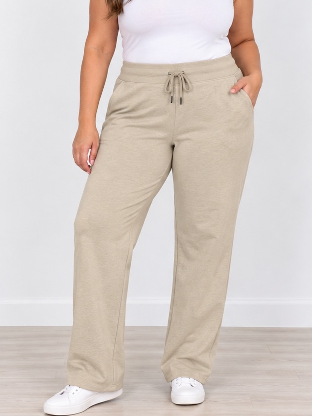 NWT Plus-Size Taupe Drawstring Lounge Pants